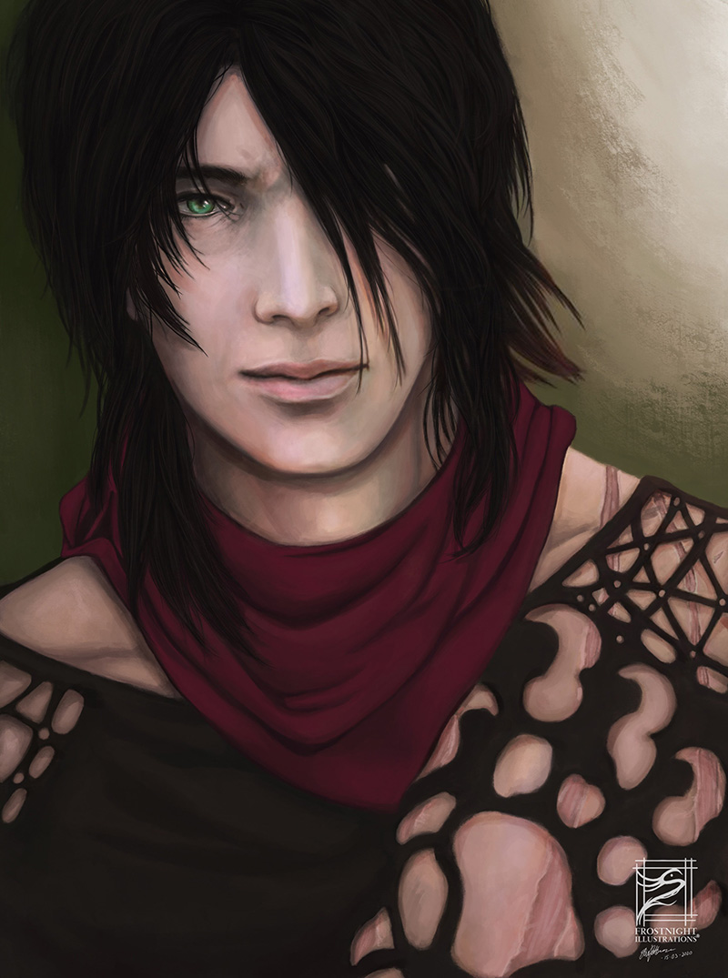 Art commission showcasing a portrait (bust) of a male elf character